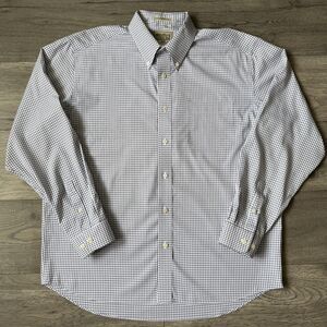 Eddie Bauer Mens Wrinkle Resistant Navy/White Plaid Button Down Shirt Size Large